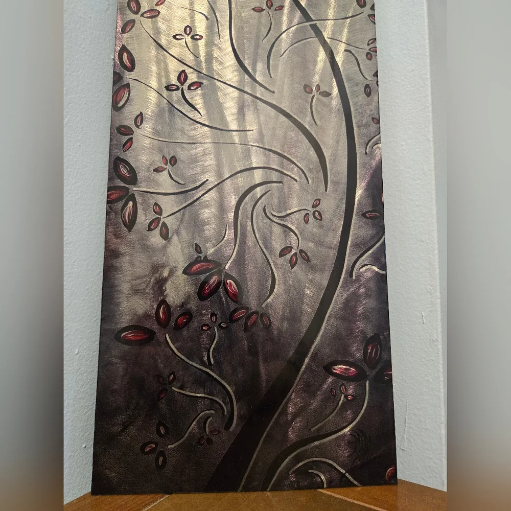Elegant Black, Red &‎ Silver Metal Wall Art Decor - NEW